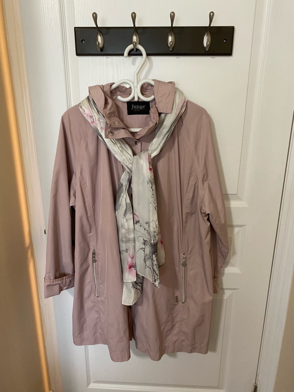 Junge Dusty Rose Hooded Rain Jacket .